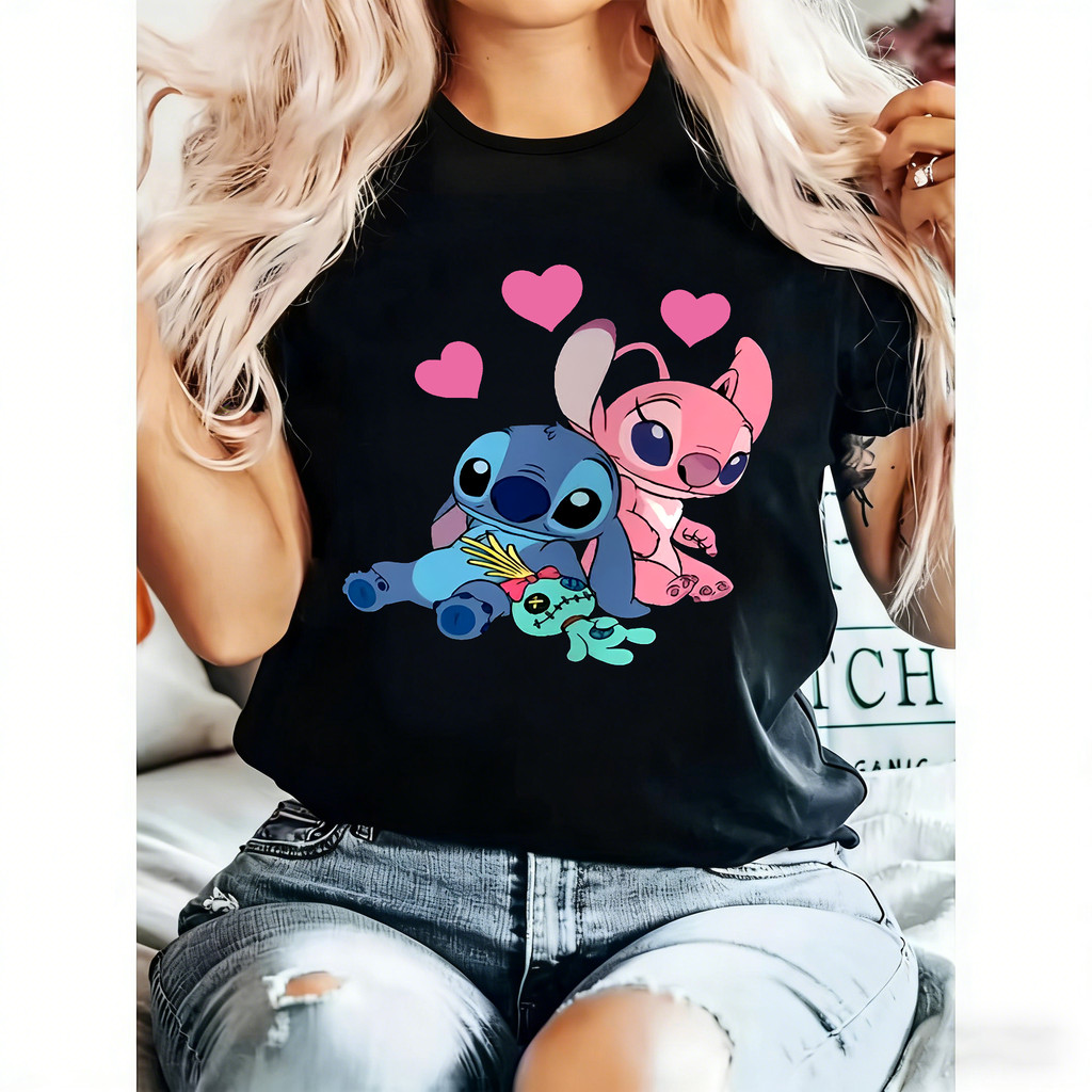 Camiseta Feminina Lilo e Stitch Fofo com Estampa Colorida e Personagens Iconicos Confortavel e Estilosa Moda Feminina