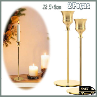 2 peças castiçais de metal para castiçais de 22.5×8cm castiçais para decoração de mesa de jantar decoração de casa