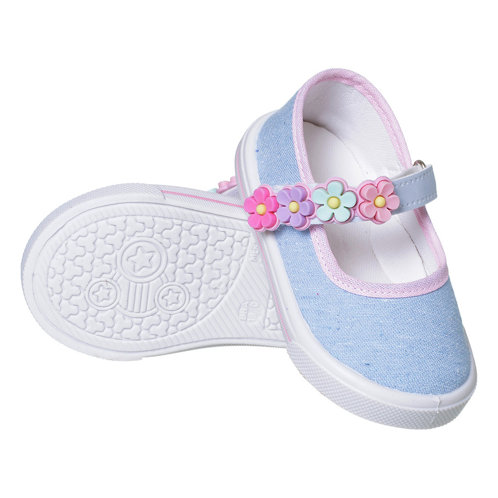 Tênis Sapatilha Bebê Menina Rosa com Flores Coloridas Sapato Infantil Velcro Confortável SPFi01