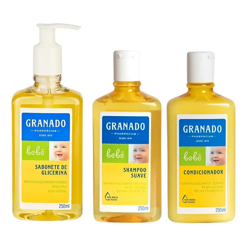KIT HORA DO BANHO BEBÊ GRANADO TRADICIONAL 250ML em Oferta na Shopee