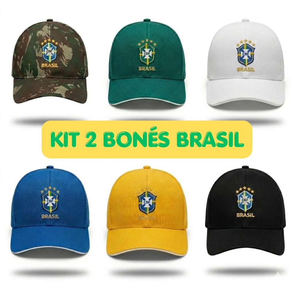 Kit 2 Bonés Seleção Brasil Copa do Mundo Futebol Esporte Várias Cores em Oferta na Shopee