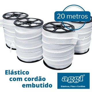 Elastico c/ Cordão Passado para Embutir em Cós Calça Bermuda Shorts AGGI - 35, 40mm Central Lateral