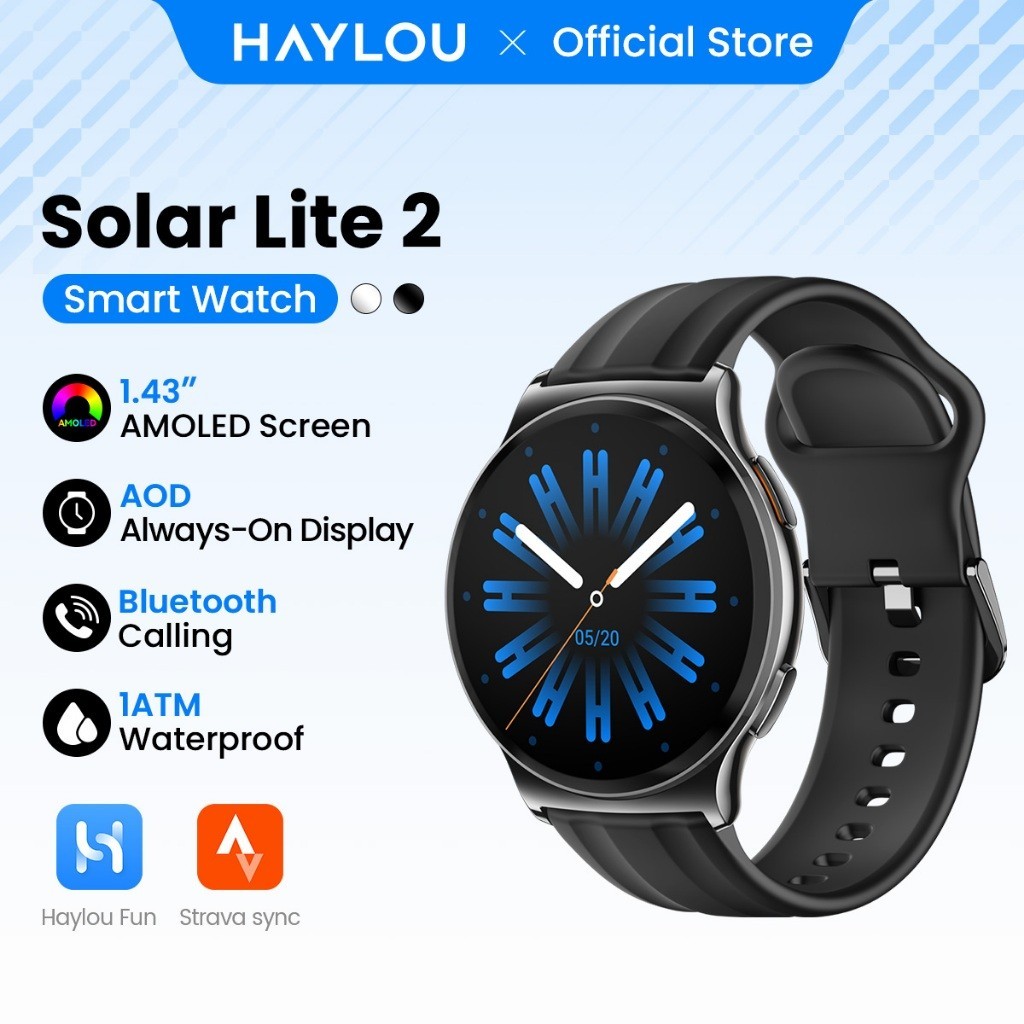 Haylou Solar Lite 2 Smartwatch Relogio Esporte Corrida academia Ritmo AMOLED AOD 1ATM a prova'dagua Masculino Feminino