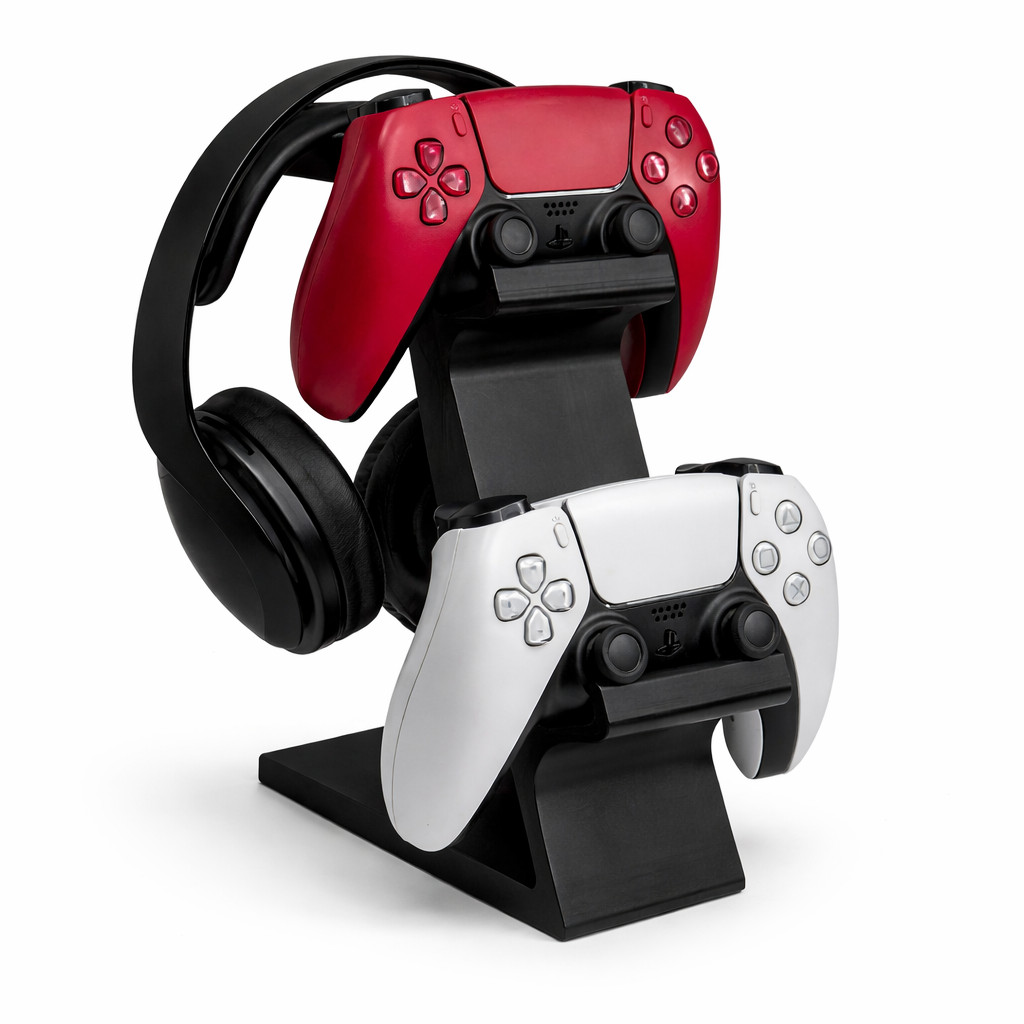 Suporte Gamer 3 em 1 para Headset e 2 Controles – PS4 PS5 Xbox One Series S/X Porta Controle