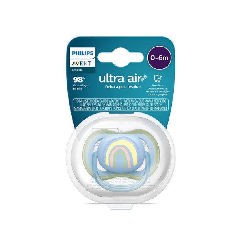Chupeta Philips Avent Ultra Air 0 á 6 Meses Azul com Estampa 1 Unidade em Oferta na Shopee