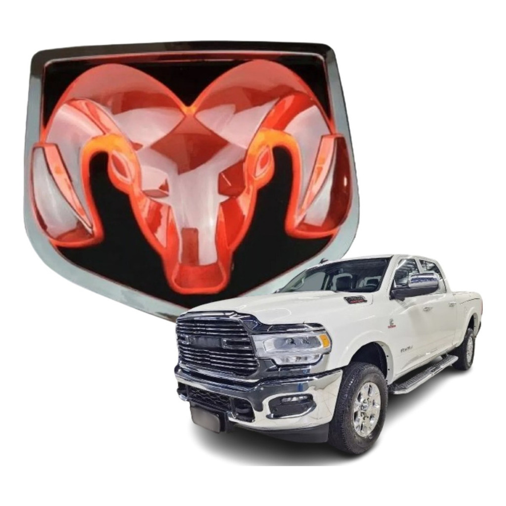 1 Emblema Com Led Red Tampa Traseira Ram 1500 2500 3500