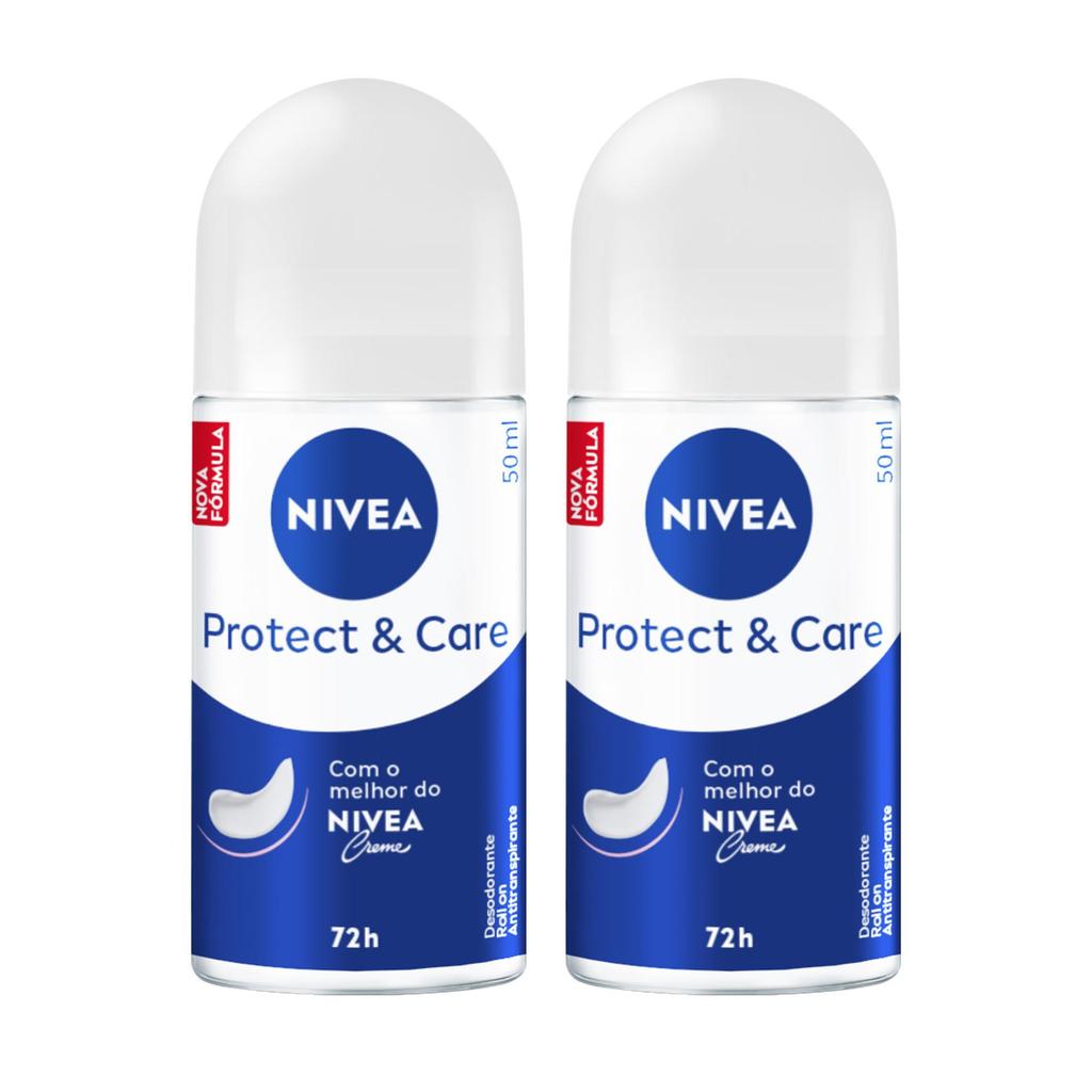 Kit NIVEA Desodorante Antitranspirante Roll On Protect & Care 50ml