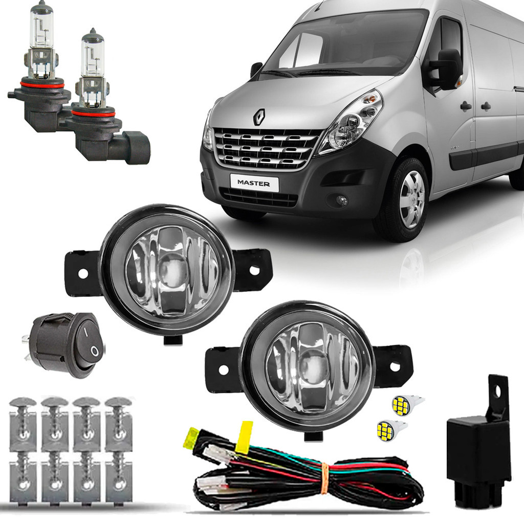 Kit Farol de Milha Farolete Cibie Neblina Completo Auxiliar Renault Master 2014 2015 2016 2017 2018 19 20