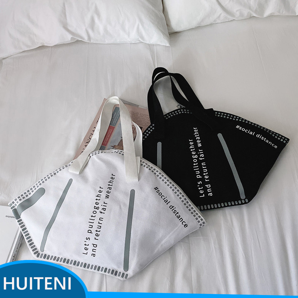 Bolsa Com Fecho De Zíper Saco De Compras Letras Bolsos De Lona Impressão Tote Ombro Pequeno