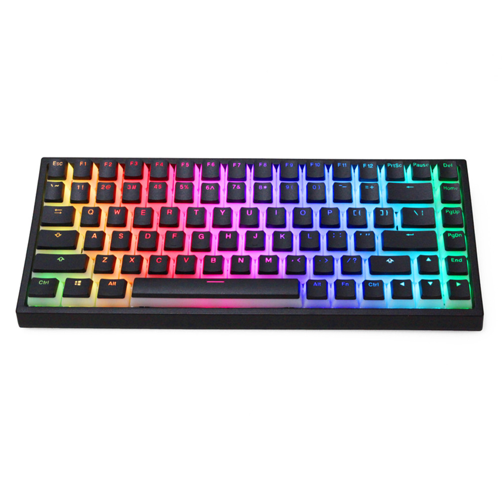 Keycap de pudim de leite de couro duplo V2 boca fechada teclado mecânico de moldagem de duas cores preto branco conjunto