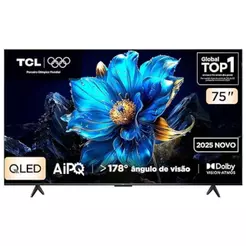 Smart TV TCL 75" 4K UHD QLED TV AiPQ Google Assistente 3 HDMI