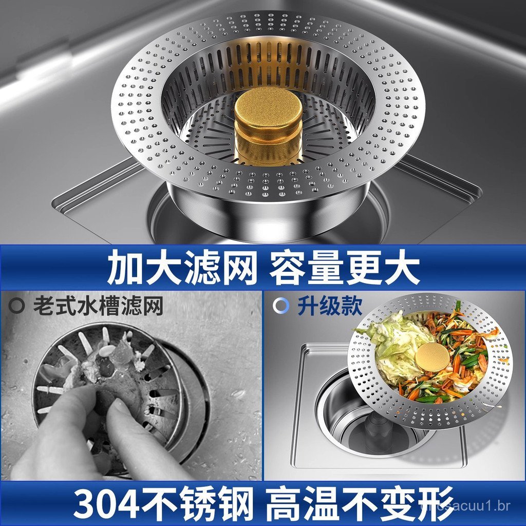 Filtro de pia de cozinha em aço inoxidável, tampão de drenagem universal para lavatório, válvula de escoamento pop-up pa