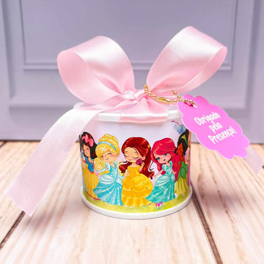 Kit Tubolatas Princesa personalizadas 10 unidades  com chaveiro 5×6  - Lembrancinha de Aniversário