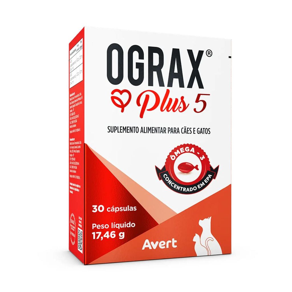 Ograx Plus 5 Suplemento para Cães e Gatos 30 Cápsulas Avert