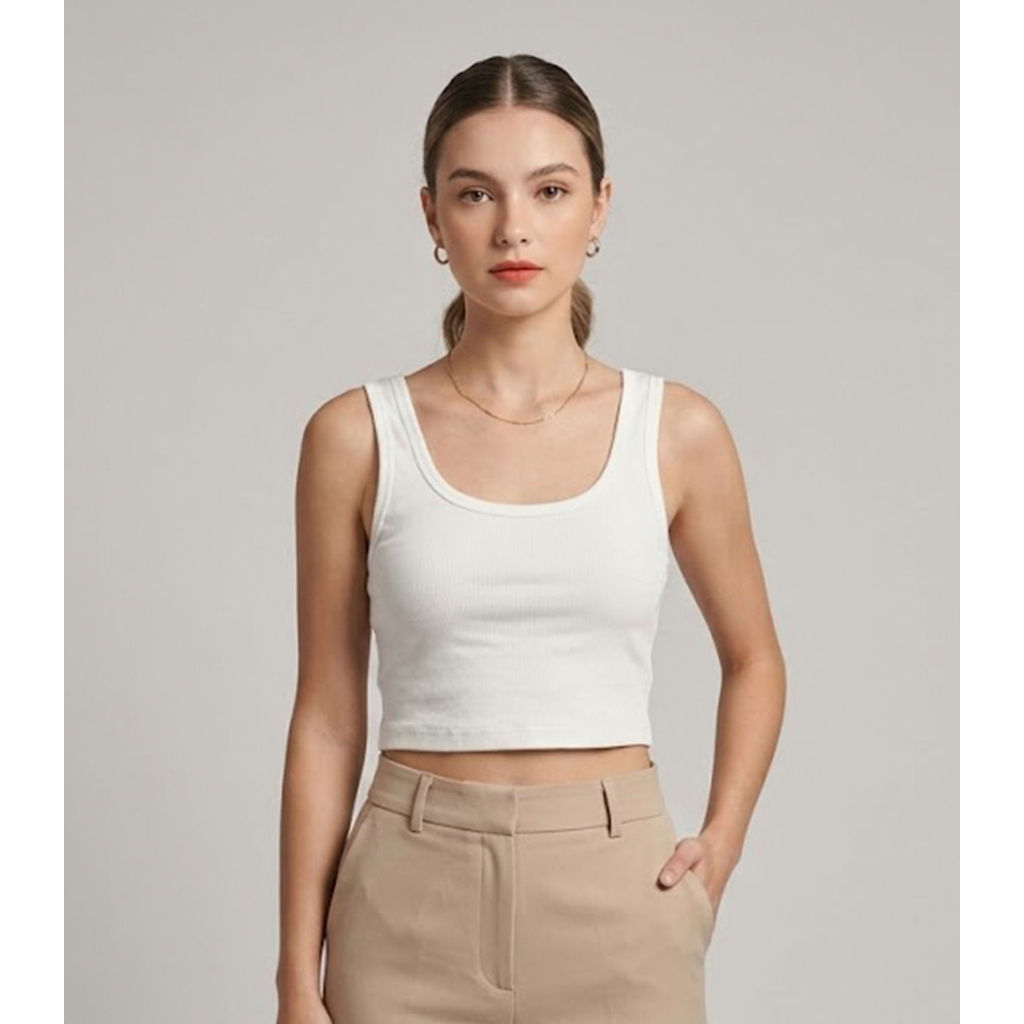 Top Com Recorte Na Costa Infinita Cor Bege em Oferta na Shopee