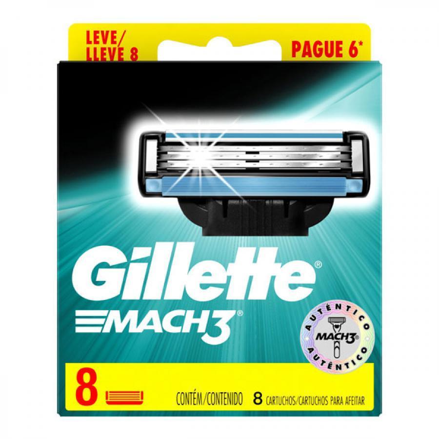 LÂMINA GILLETTE MACH 3 LEVE 8 PAGUE 6 UNIDADES