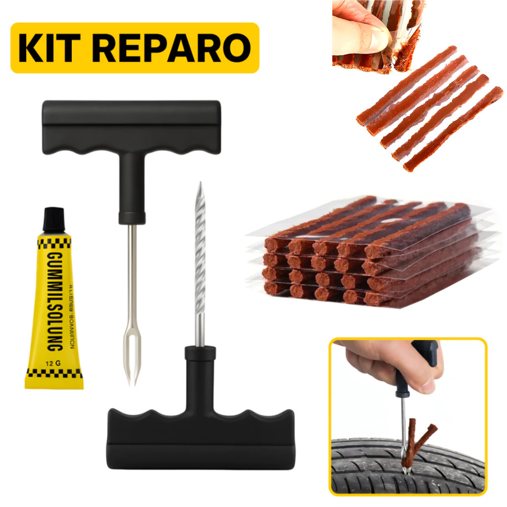 Kit 1/2/3 Reparo Pneu Sem Câmara Completo Carro Moto Remendo com Cola e Macarrão Completo em Oferta na Shopee
