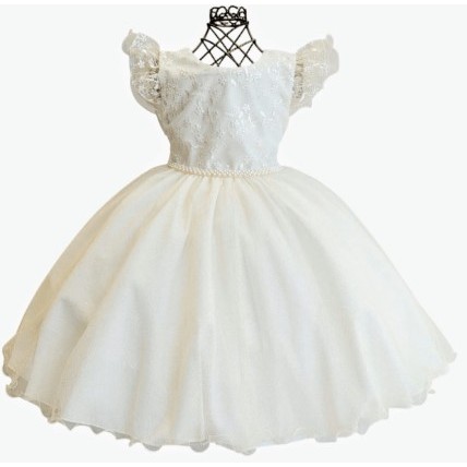 Vestido Bege Off White Renda Brilho Babado Casamento d8328