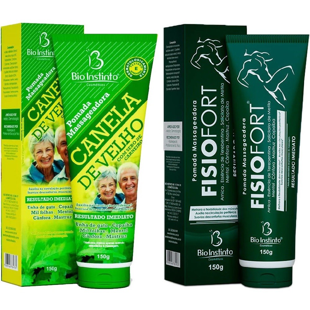 Kit Pomada Canela de Velho 150g + Pomada Fisiofort 150g