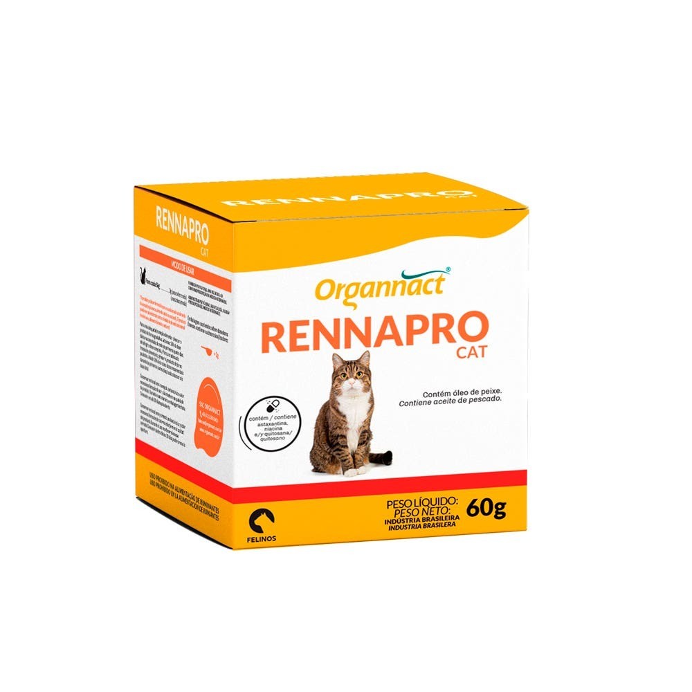 Suplemento Vitamínico Rennapro Cat 60g p/ Gatos - Organnact