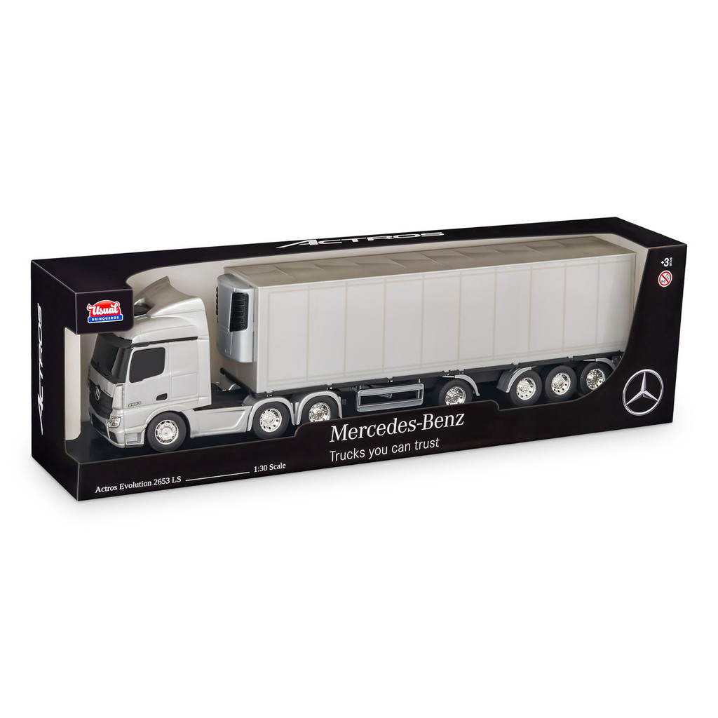 Caminhão Infantil Menino Miniatura Mercedes Benz Actros Baú Refrigerado