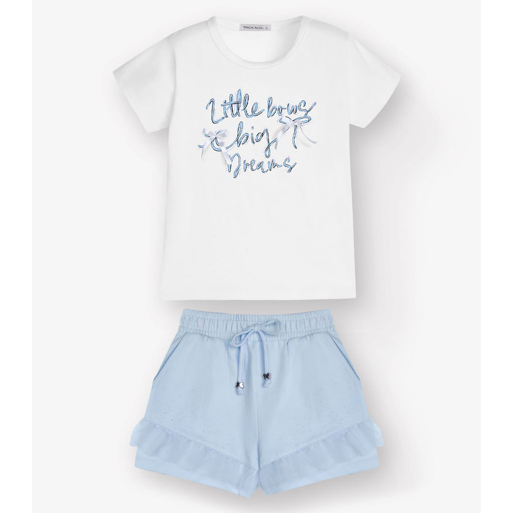 Conjunto Blusa com Shorts Menina Trick Nick Branco em Oferta na Shopee