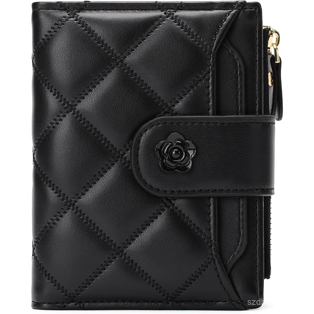 Carteiras Pequenas para Mulheres, Carteira de Couro Dobrável com Bloqueio RFID, Porta-Cartões de Crédito com 15 Comparti