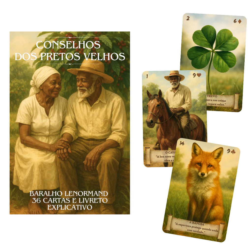 Baralho Cigano Conselhos Dos Pretos Velhos Tarot Lenormand 36 cartas plastificadas