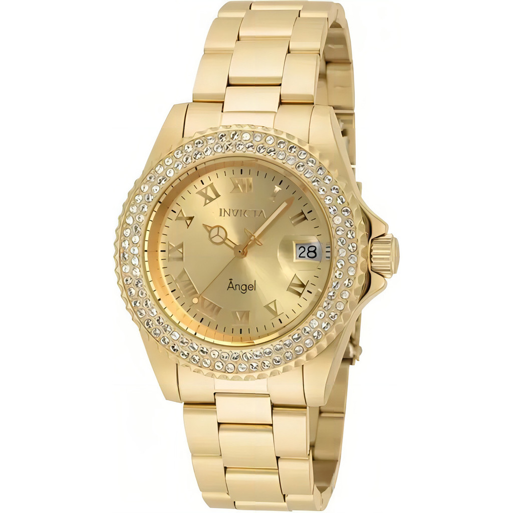 Relógio De Pulso Invicta Angel 28672 Com Corria De Aço Inoxidável Cor Dourado