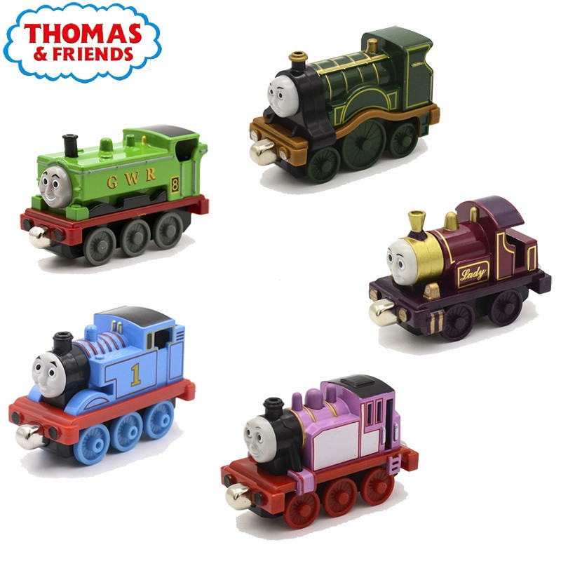 1:43 Thomas e Amigos, Trem de Brinquedo com Trilhos Magnéticos, Cabeça de Trem de Liga Metálica, Toby, Emily, Patinho, T
