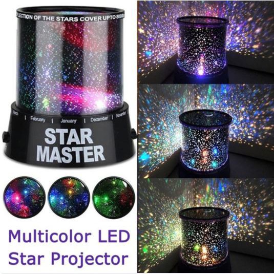 Abajour Luminária Projetor Estrelas Star Master cor preta