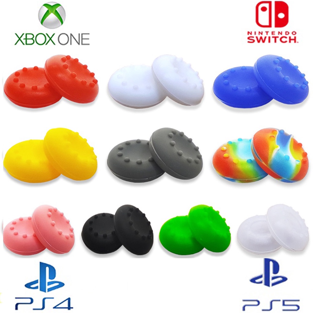Kit 2 Pares Grips De Silicone Botão Controle de Video gueme PS3 PS4 PS5 Xbox one e outros