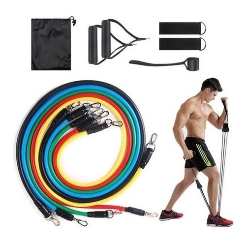 kit Elásticos Para Exercícios 11 Peças,  Kit Completo Oferta Kit Elásticos Extensores 11 Peças Exercícios Musculação Yoga!!!!!