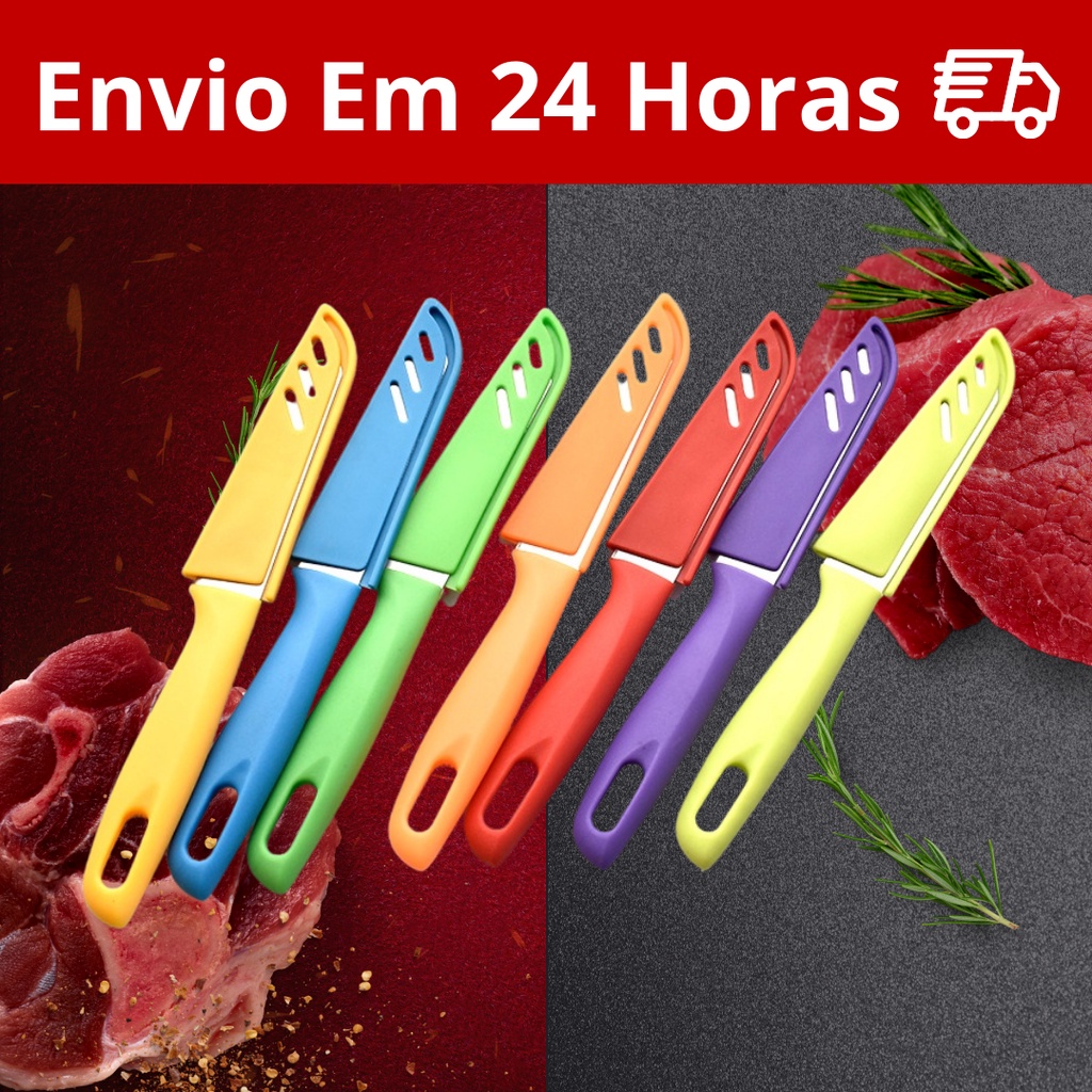 Faca de Cozinha de Aço Inox Afiada e Resistente com Capa Protetora - Ideal para Qualquer Tarefa de Corte