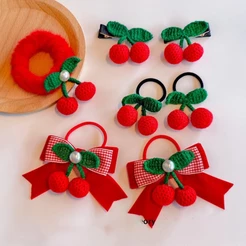 1PCS Novo Lindo Laço De Cereja Kids Hairpins Crianças Headwear Baby Hair Clips Cabeleireiro Meninas Acessórios Faixas De Cabelo Elásticas