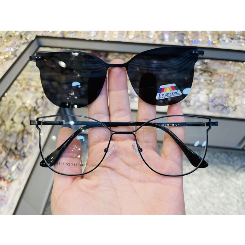 Clipon feminino óculos pra grau de descanso metal lente polarizada 6527