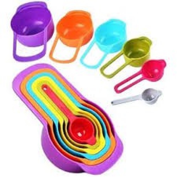 Kit Medidor De Cozinha com 6 Peças Colheres Coloridas para todo tipo de alimento