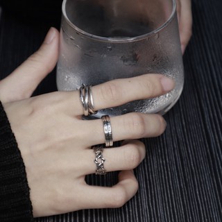 Conjunto Simples De Anel Aberto Personalizado De Três Peças Vintage