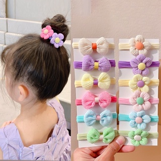 6PCS Novo Laço Fofo De Flor Doce Para Meninas Faixas De Cabelo Elásticas Crianças Laços Princesa Acessórios Baby Headwear em Oferta na Shopee