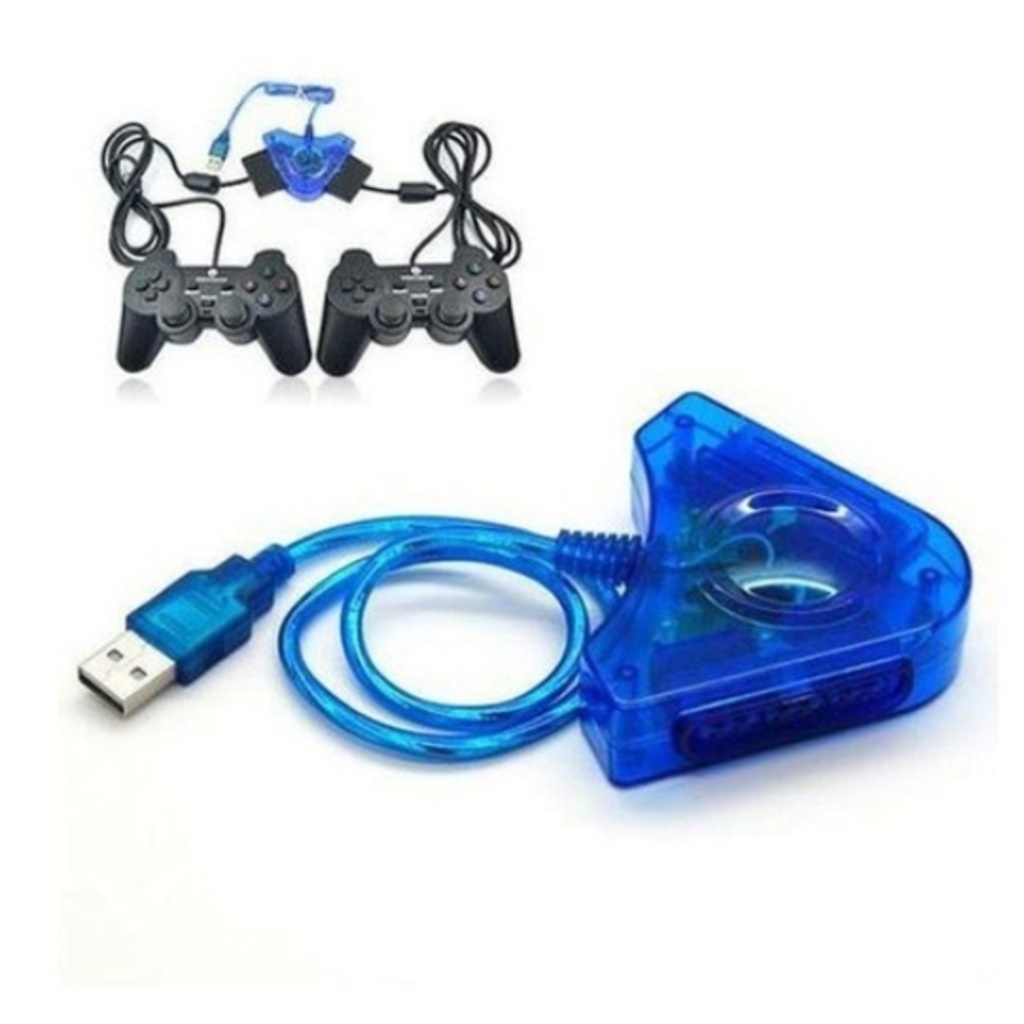 Adaptador Usb Duplo Para Controles Ps2 E Ps1 Ligue No Pc Cabo, adaptador ps2 para usb