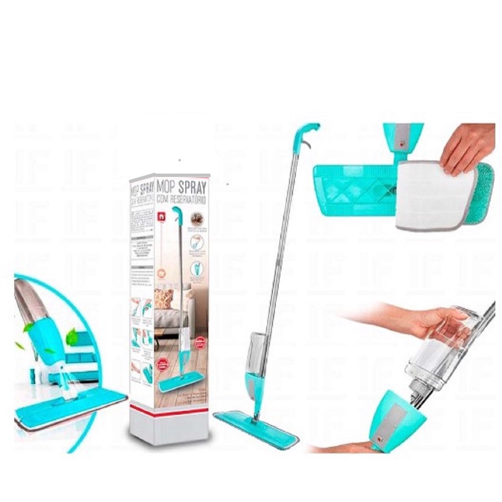 Mop Rodo Vassoura Healthy com Spray Mop Esfregão Limpeza Casa Com Refil
