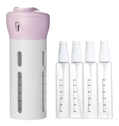 Kit Dispense Pote Viagem Mala Shampoo Líquido Sabonete 4X1 ROSA