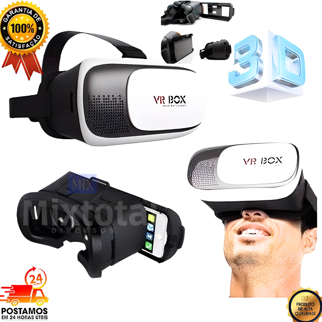 Óculos Vr Box 2.0 Realidade Virtual +Controle Cardboard 3d Rift Celular PS4 e XBOX