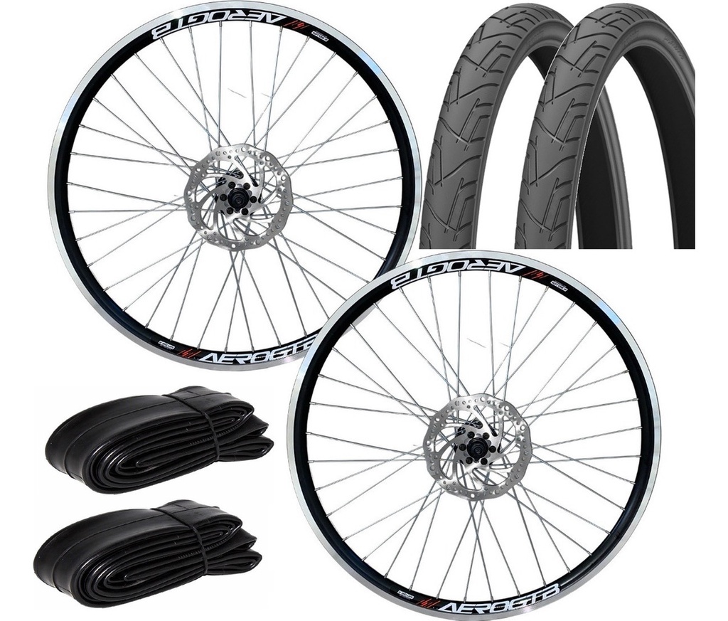 Par Roda Aro Aero 20 Bicicleta Pneus Camaras Freio A Disco