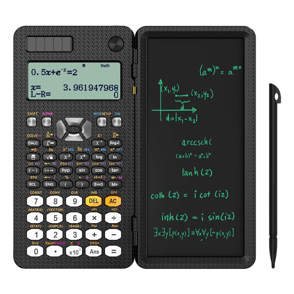 Calculadora Científica Solar Com Bloco De Notas LCD 417 Funções Portátil Profissional Dobrável Para Estudantes Atualizada