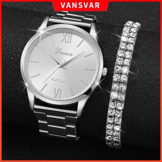 Relógio De Genebra Faixa De Prata Mulher Relógios Fashion Rhinestone Pulseira De Quartzo