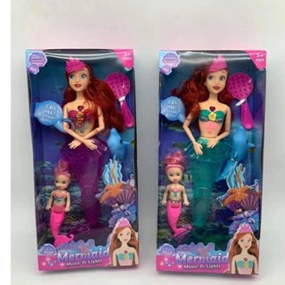 de Brinquedo sereia princesa com boneca pequena e luz e som boneca presente de natal em Oferta na Shopee