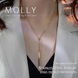 Colar Pingente De Aço Inoxidável De Tassel Longo Para Mulheres Não Tarnish 18K Folheado A Ouro De Alta Qualidade Jóias De Moda Minimalista