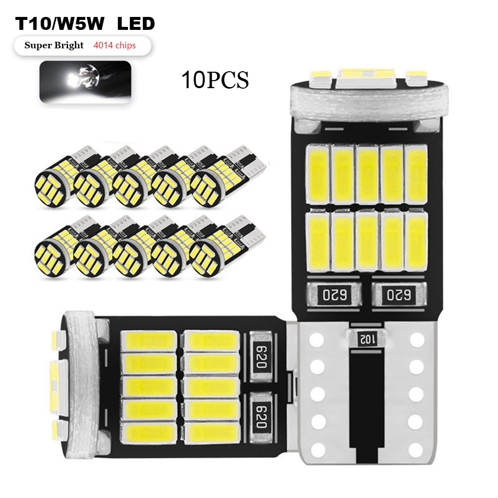 10/20Pcs W5W T10 Led Lâmpadas Canbus 4014 Smd 6000K 168 194 5W5 Leitura Da Placa De Cúpula Interna Do Carro Super Lâmpada De Sinalização Brilhante