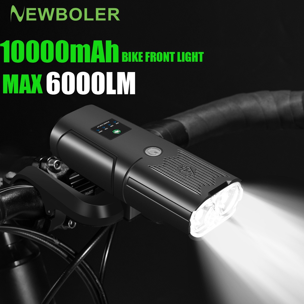NEWBOLER 6000 Lumens Bike Light 10000mAh Inteligente Indução Bicicleta Luz USB Recarregável IPX6 À Prova D' Água Front Flash Light Alumínio Shell Bicicleta Acessórios